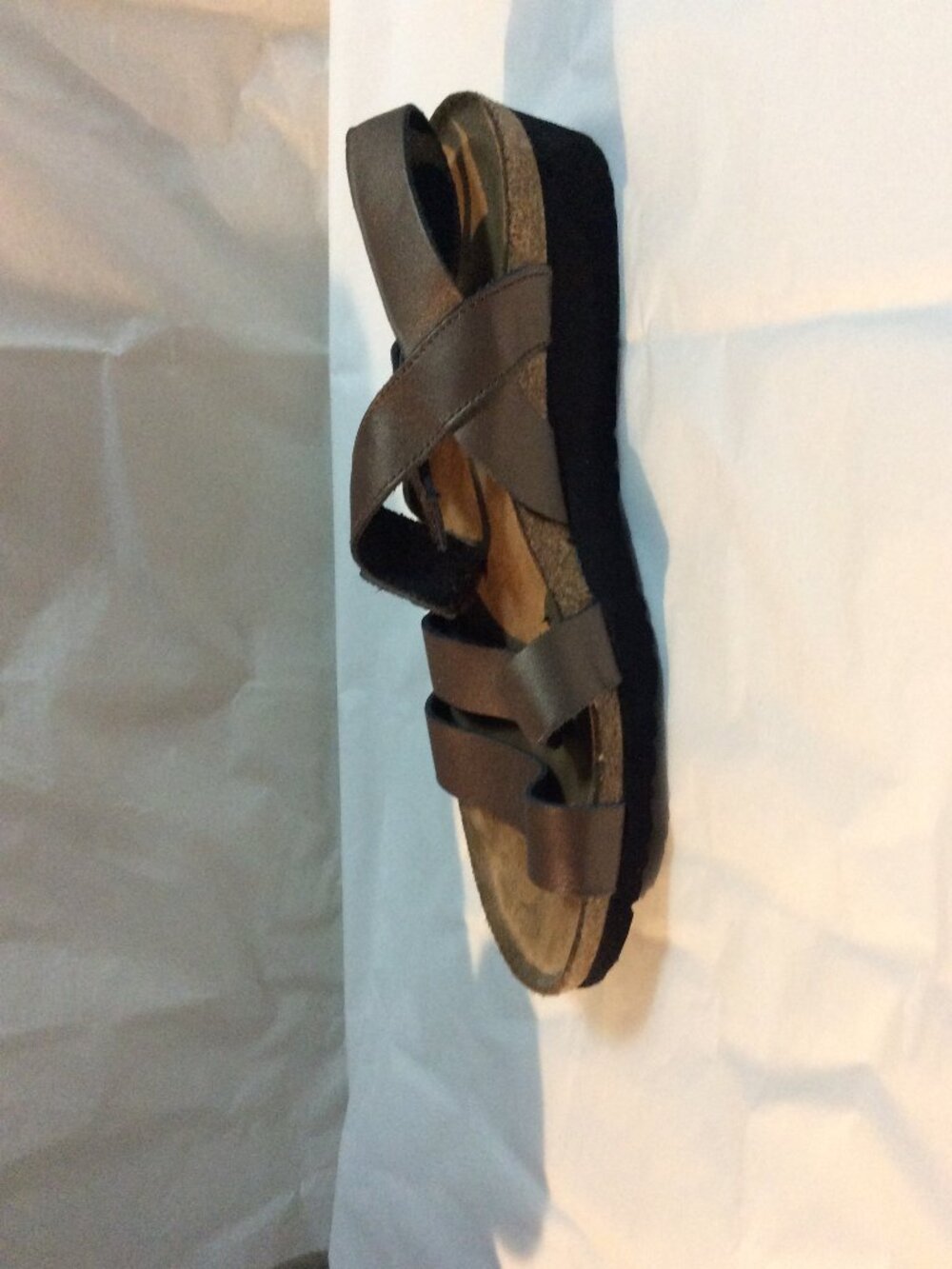 Naot Leather Kayla 3-Strap Wedge Sandals Size 40